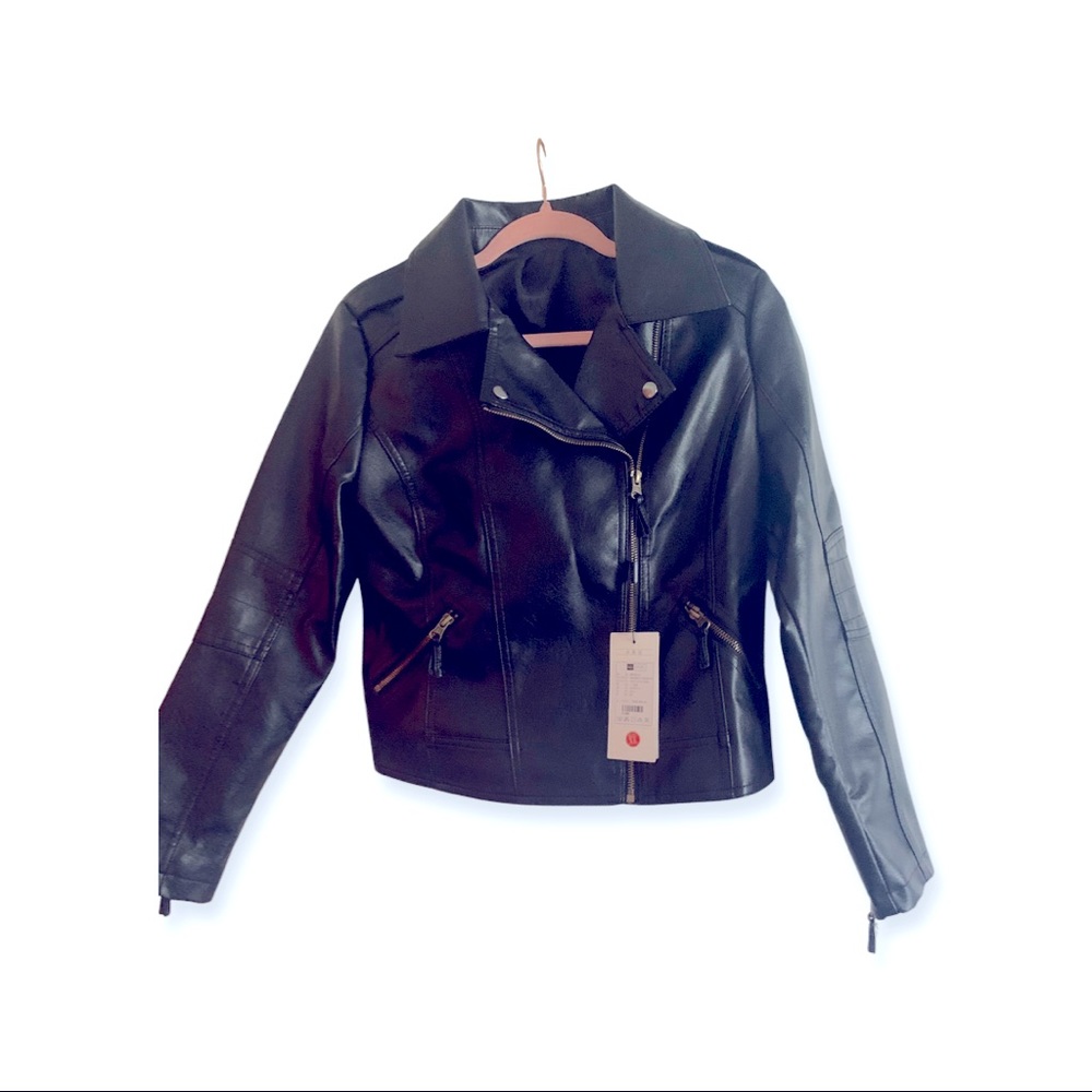 This is a brand new never worn faux leather jacket